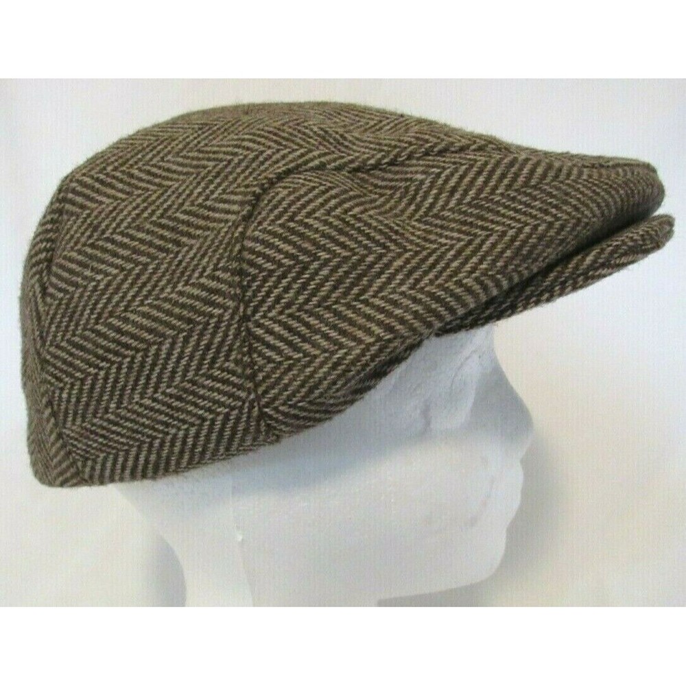 Richman Vintage Brown Striped Cabbie Newsboy Wool Blend Hat Size Medium